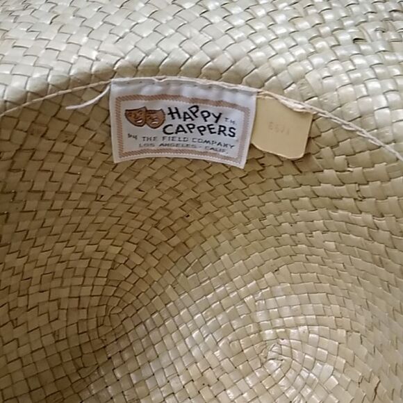 VTG Handmade Summer Straw Happy Cappeers By The Field Company Los Angeles CA Hat main image 11